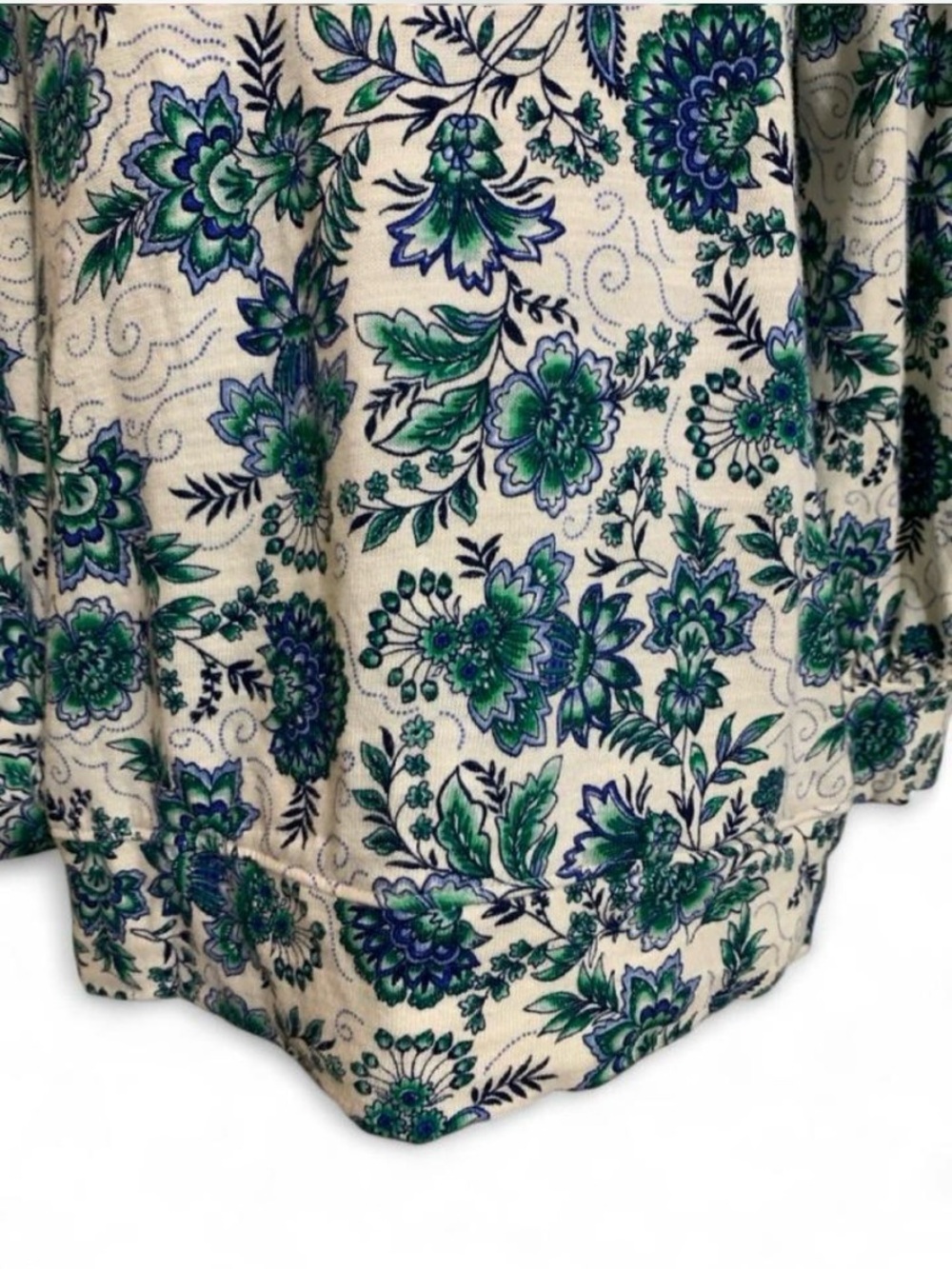 LOFT 100% Cotton Floral Print Knit Long Sleeve Crew Neck Pullover Blouse Sz M - Picture 5 of 8